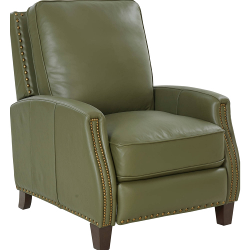 Melrose Manual Recliner in Giorgio Chive Top Grain Leather w/ Nailhead Trim